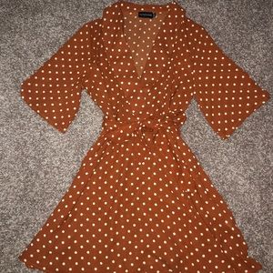 Rust orange polka dot dress